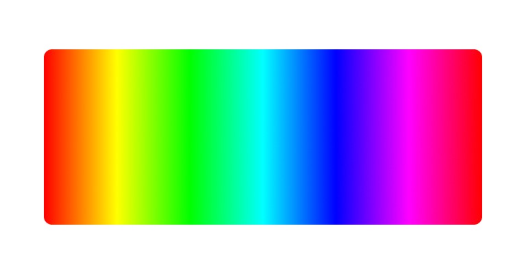 A horizontal bar sweeping through the full spectrum, red to yellow to green to blue to magenta.
